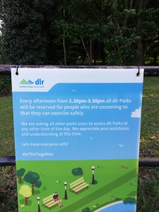 Deerpark Sign: All Dlr Parks reserved Cocooners 1.30pm to 3.30pm