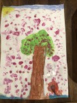 "Cherry Blossom Tree with a Poppy" by Lucie Daly (age 5)