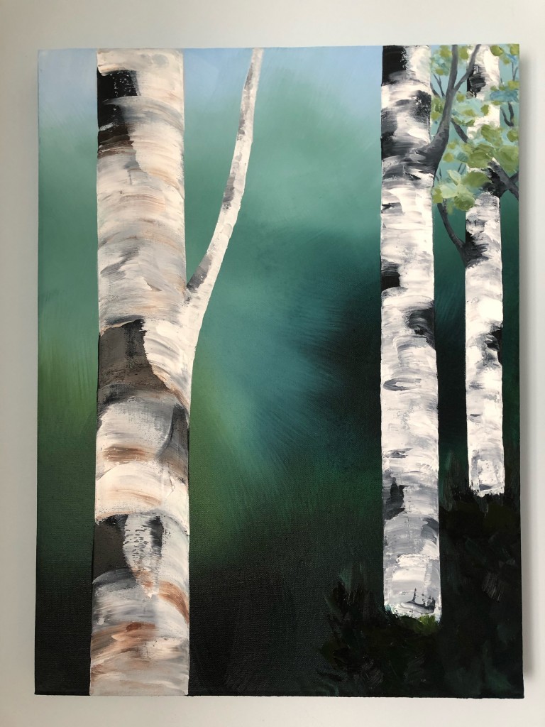 By Niamh Hughes. inspired by the silver birches near the pedestrian crossing on South Avenue, from the Church to Deerpark.